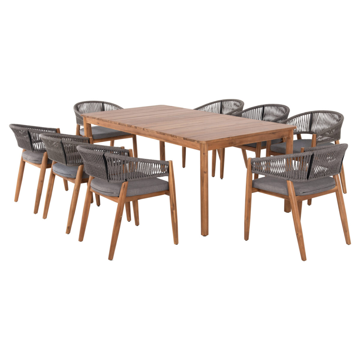 ΣΕΤ ΤΡΑΠΕΖΑΡΙΑΣ 9ΤΜΧ NAVANT LH10.21066.01 ΤΡΑΠΕΖΙ ΜΕ 8 ΚΑΡΕΚΛΕΣ ΞΥΛΟ ΑΚΑΚΙΑΣ-ΣΧΟΙΝΙ ΓΚΡΙ - Image 4