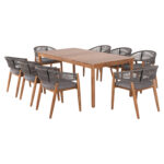 ΣΕΤ ΤΡΑΠΕΖΑΡΙΑΣ 9ΤΜΧ NAVANT LH10.21066.01 ΤΡΑΠΕΖΙ ΜΕ 8 ΚΑΡΕΚΛΕΣ ΞΥΛΟ ΑΚΑΚΙΑΣ-ΣΧΟΙΝΙ ΓΚΡΙ - Image 4