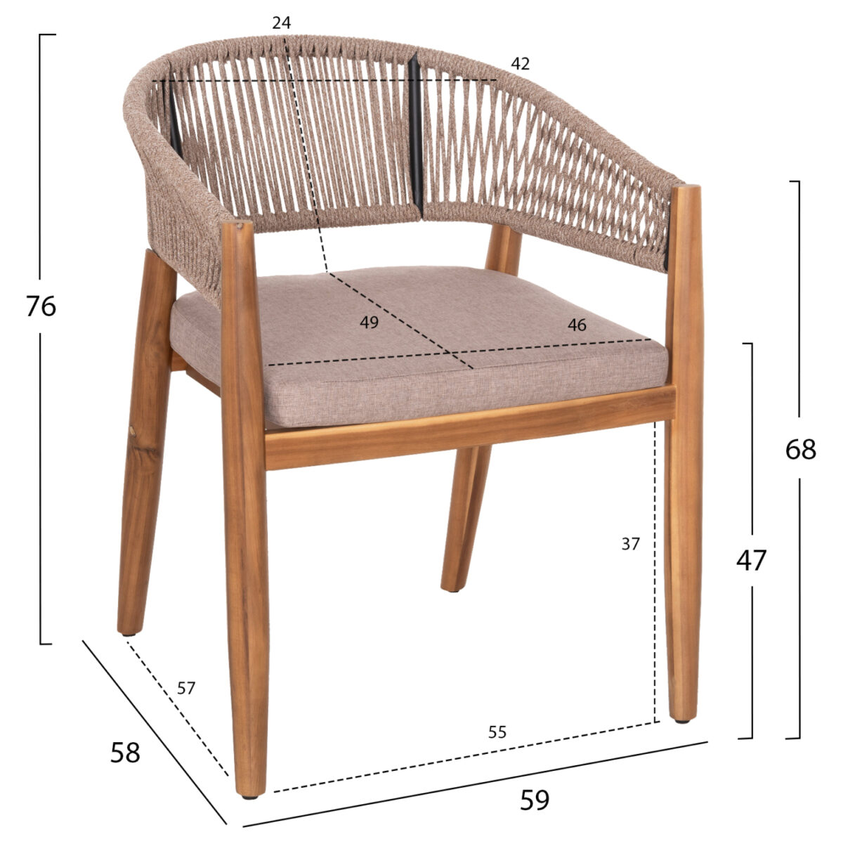 ΣΕΤ ΤΡΑΠΕΖΑΡΙΑΣ 9ΤΜΧ NAVANT LH10.21066.02 ΤΡΑΠΕΖΙ & 8 ΚΑΡΕΚΛΕΣ ΞΥΛΟ ΑΚΑΚΙΑΣ-ΣΧΟΙΝΙ ΜΠΕΖ - Image 3