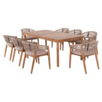 ΣΕΤ ΤΡΑΠΕΖΑΡΙΑΣ 9ΤΜΧ NAVANT LH10.21066.02 ΤΡΑΠΕΖΙ & 8 ΚΑΡΕΚΛΕΣ ΞΥΛΟ ΑΚΑΚΙΑΣ-ΣΧΟΙΝΙ ΜΠΕΖ - Image 4