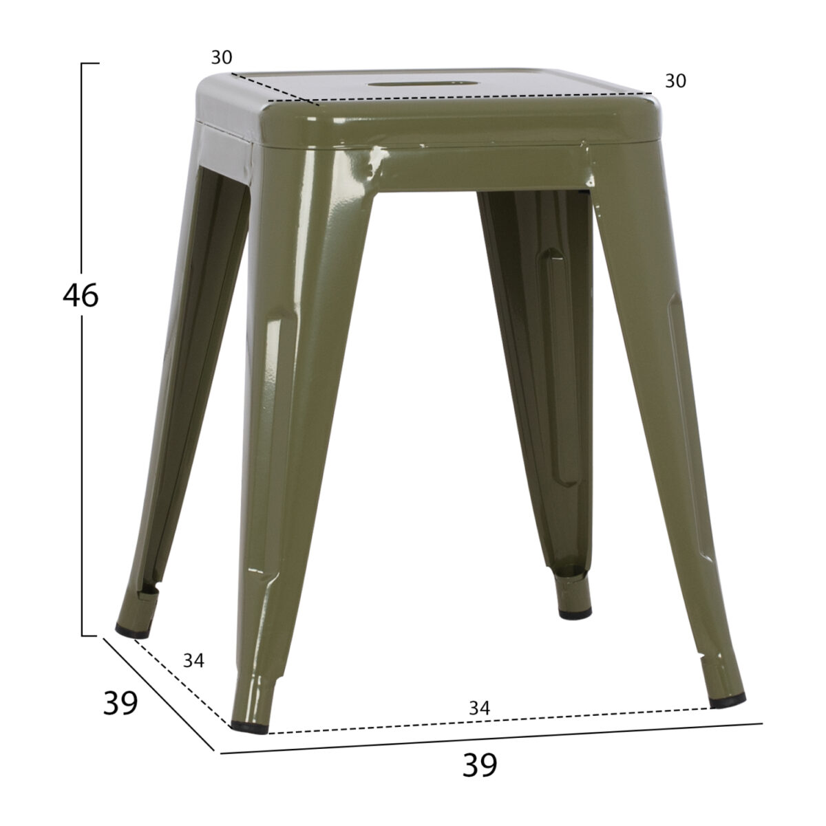 ΣΚΑΜΠΟ ΜΕΤΑΛΛΙΚΟ MELITA LH10.0096.43 ΣΕ DARK OLIVE ΧΡΩΜΑ 37x37x45Υεκ. - Image 2