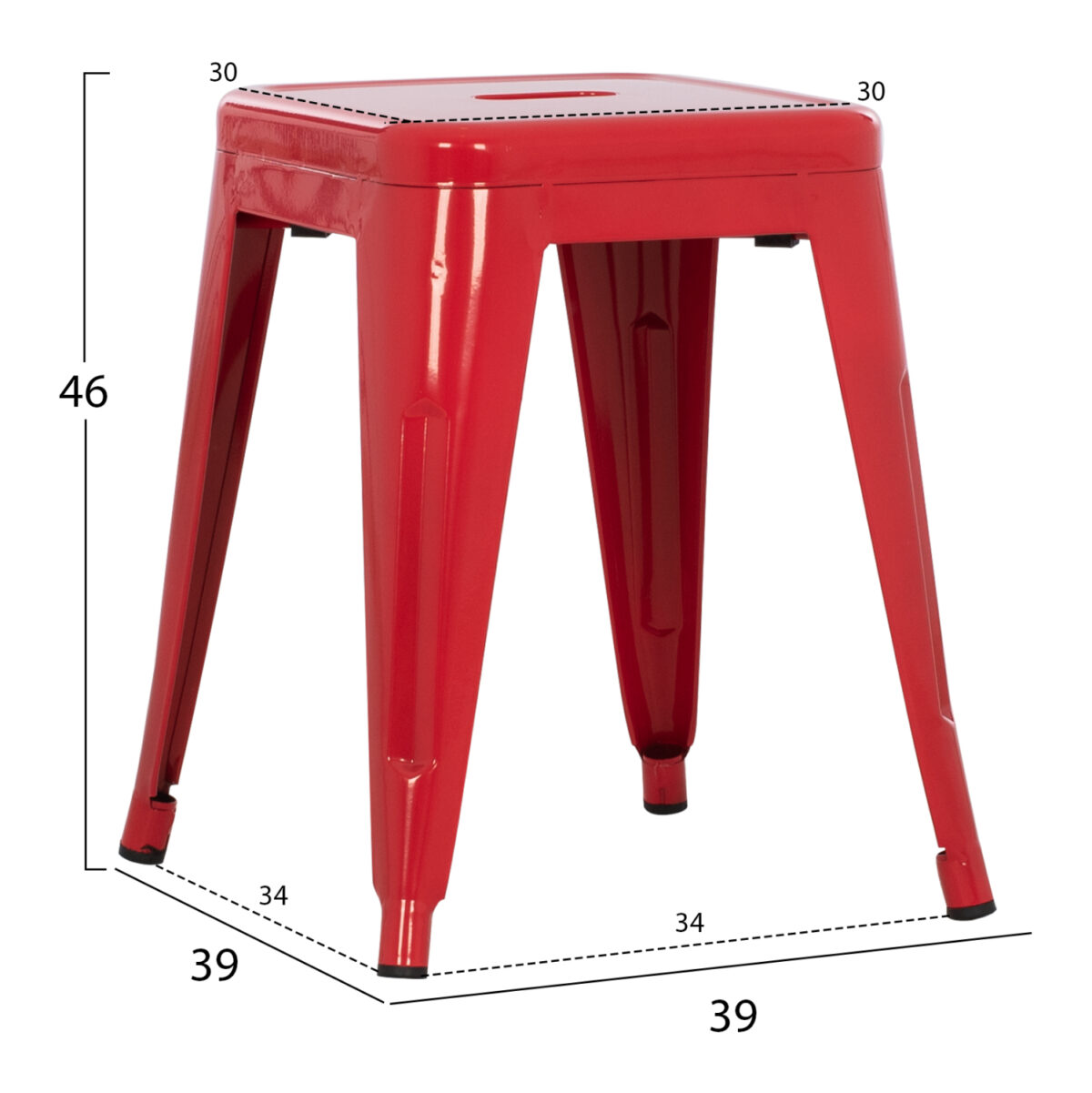 ΣΚΑΜΠΟ ΜΕΤΑΛΛΙΚΟ MELITA LH10.0096.44 ΣΕ ΚΟΚΚΙΝΟ ΧΡΩΜΑ 37x37x45Υεκ. - Image 2