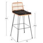 ΣΚΑΜΠΟ ΜΠΑΡ ΕΞ.ΧΩΡΟΥ ALLEGRA LH10.5452.11 ΜΕΤΑΛΛΟ&ΜΑΞΙΛΑΡΙ ΜΑΥΡΟ-ΜΠΕΖ WICKER 52x51x103Y εκ - Image 2
