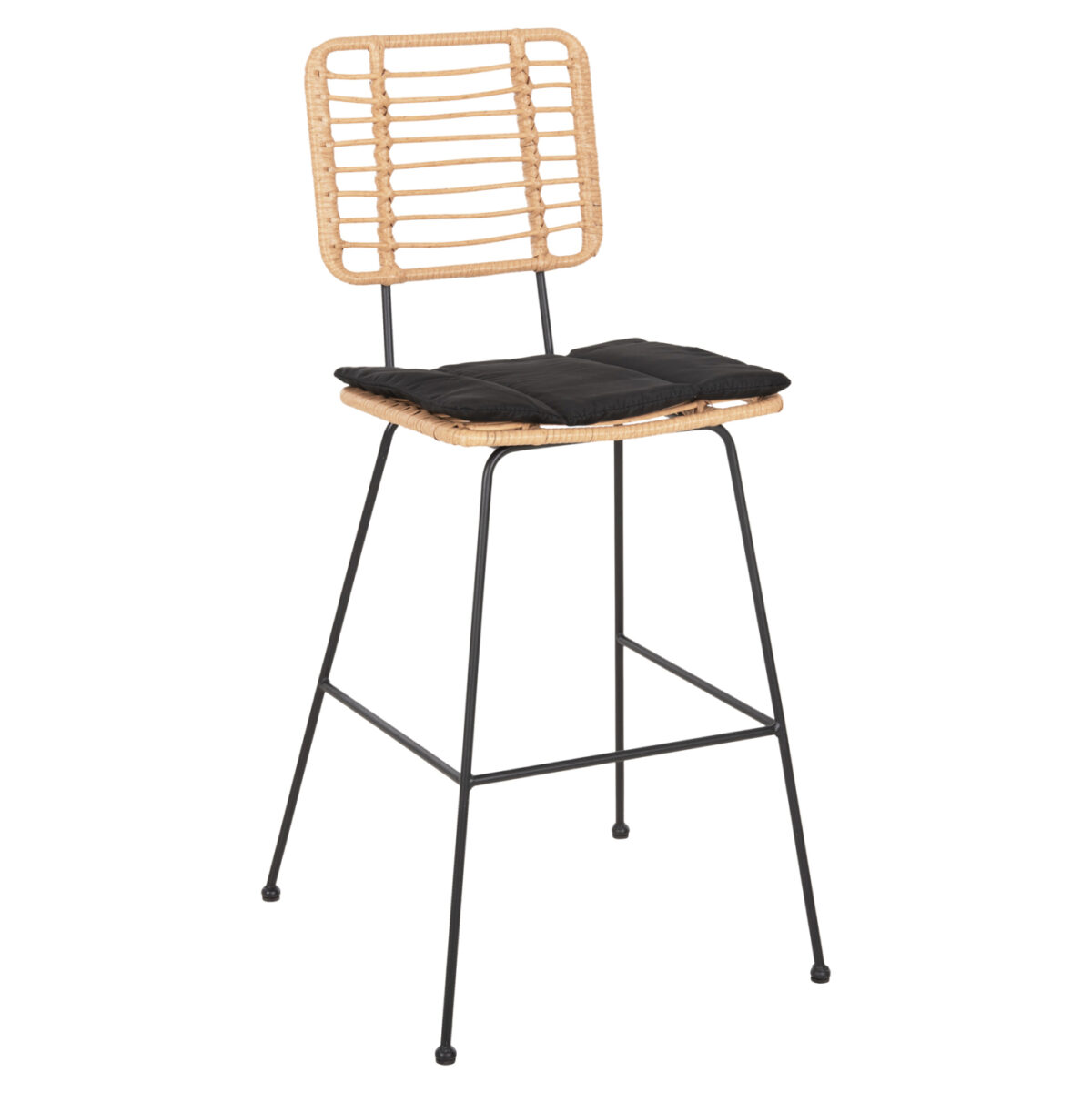 ΣΚΑΜΠΟ ΜΠΑΡ ALLEGRA LH10.5455.11 ΜΕΤΑΛΛΟ&ΜΑΞΙΛΑΡΙ ΜΑΥΡΟ-WICKER ΜΠΕΖ 56x59x116,5Υεκ. - Image 1