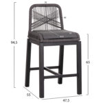 ΣΚΑΜΠΟ ΜΠΑΡ ΜΕΣ.ΥΨΟΥΣ HOWARD LH10.5791.23 ΜΑΥΡΟ ΑΛΟΥΜΙΝΙΟ--ΓΚΡΙ ΣΧΟΙΝΙ 47,5x55x94,5Υεκ. - Image 2