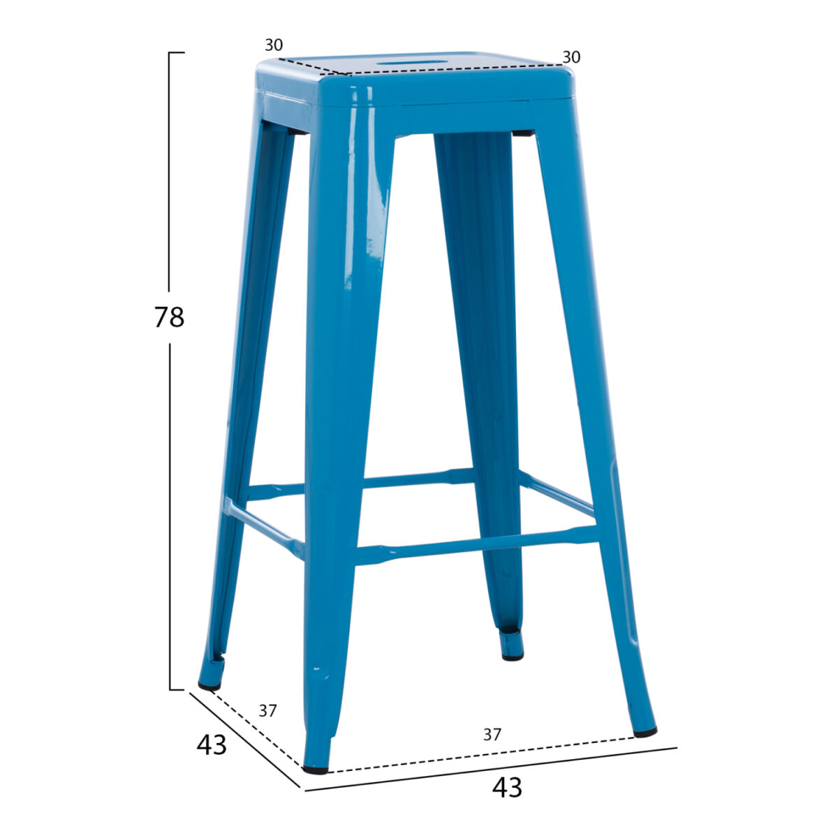 ΣΚΑΜΠΟ ΜΠΑΡ ΜΕΤΑΛΛΙΚΟ MELITA-PRO LH10.8642.48 ΣΕ ΜΠΛΕ 43x43x78Υεκ. - Image 2