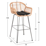 ΣΚΑΜΠΟ ΜΠΑΡ ΨΗΛΟ ALLEGRA LH10.5640.11 ΜΠΕΖ P.E. RATTAN-ΜΑΥΡΟ ΜΕΤΑΛΛΟ 54x55x108Υεκ. - Image 2
