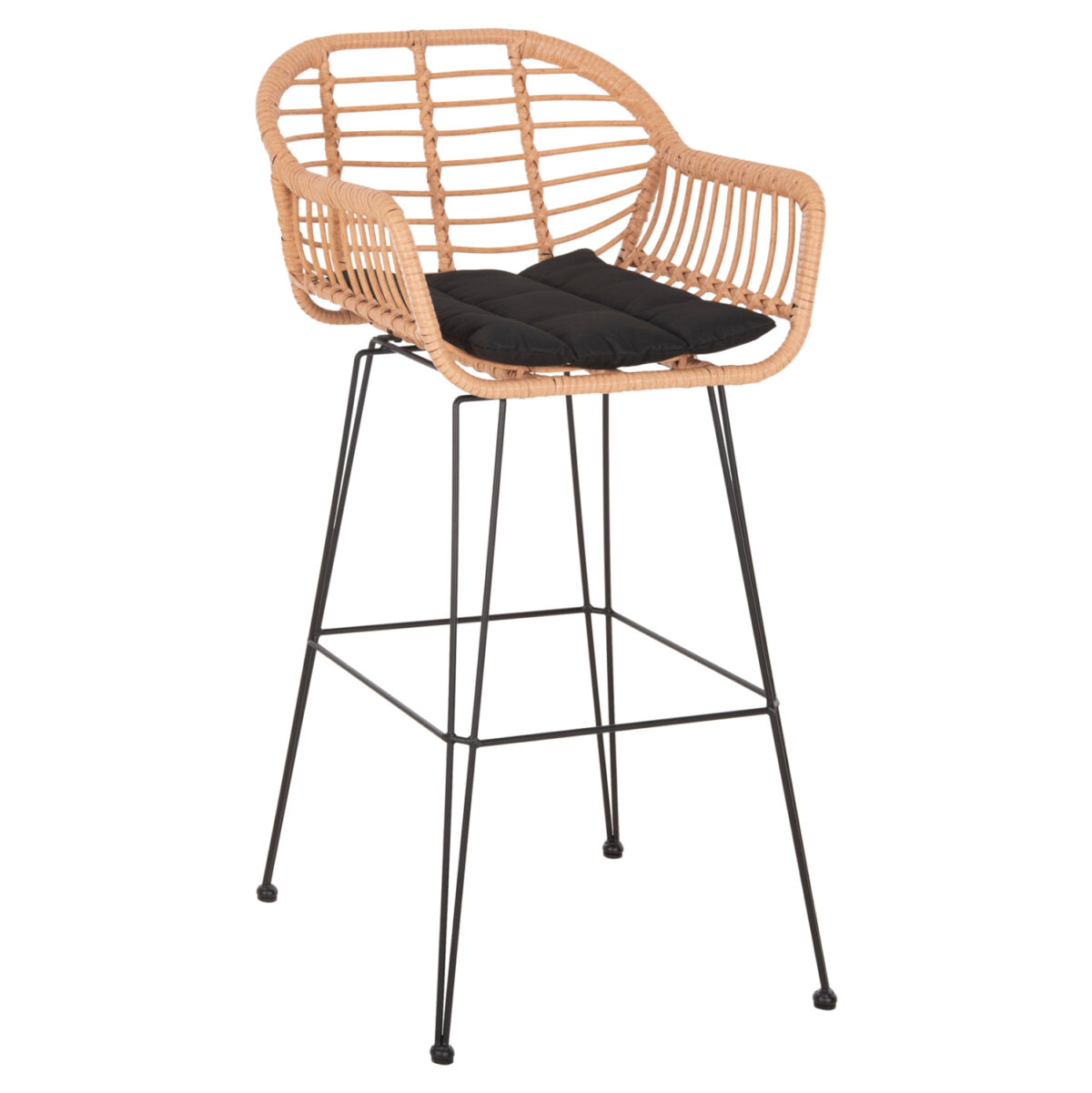 skampo-mpar-psilo-fb9564011-mpez-pe-ratt ΣΚΑΜΠΟ ΜΠΑΡ ΨΗΛΟ ALLEGRA LH10.5640.11 ΜΠΕΖ P.E. RATTAN-ΜΑΥΡΟ ΜΕΤΑΛΛΟ 54x55x108Υεκ. - Image 1