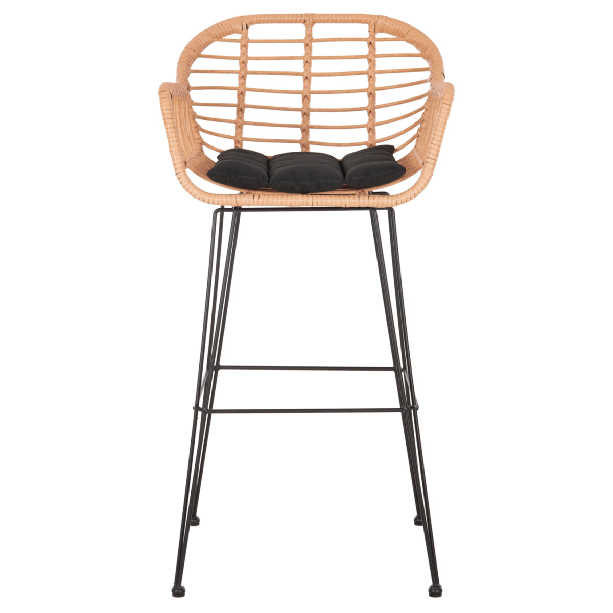 ΣΚΑΜΠΟ ΜΠΑΡ ΨΗΛΟ ALLEGRA LH10.5640.11 ΜΠΕΖ P.E. RATTAN-ΜΑΥΡΟ ΜΕΤΑΛΛΟ 54x55x108Υεκ. - Image 3