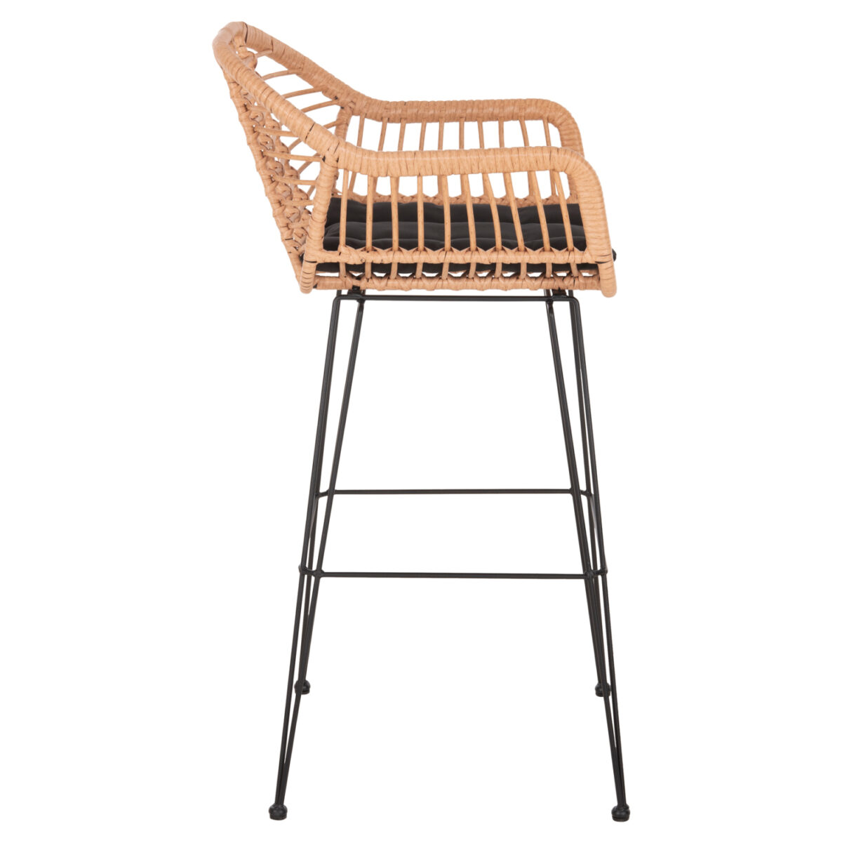 ΣΚΑΜΠΟ ΜΠΑΡ ΨΗΛΟ ALLEGRA LH10.5640.11 ΜΠΕΖ P.E. RATTAN-ΜΑΥΡΟ ΜΕΤΑΛΛΟ 54x55x108Υεκ. - Image 4