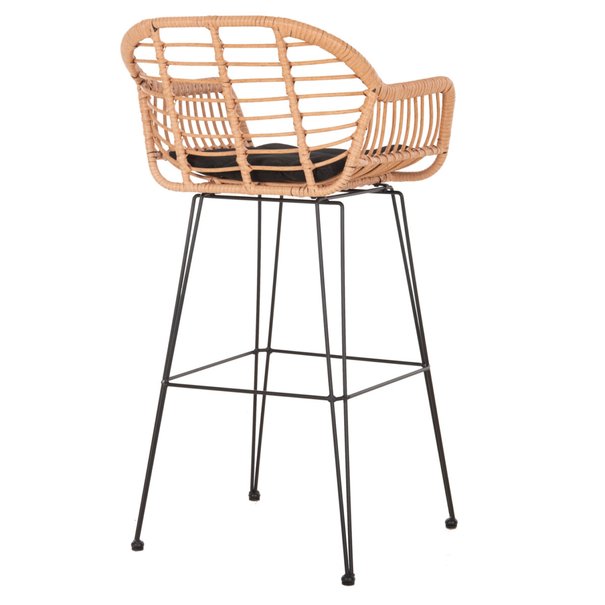 ΣΚΑΜΠΟ ΜΠΑΡ ΨΗΛΟ ALLEGRA LH10.5640.11 ΜΠΕΖ P.E. RATTAN-ΜΑΥΡΟ ΜΕΤΑΛΛΟ 54x55x108Υεκ. - Image 5