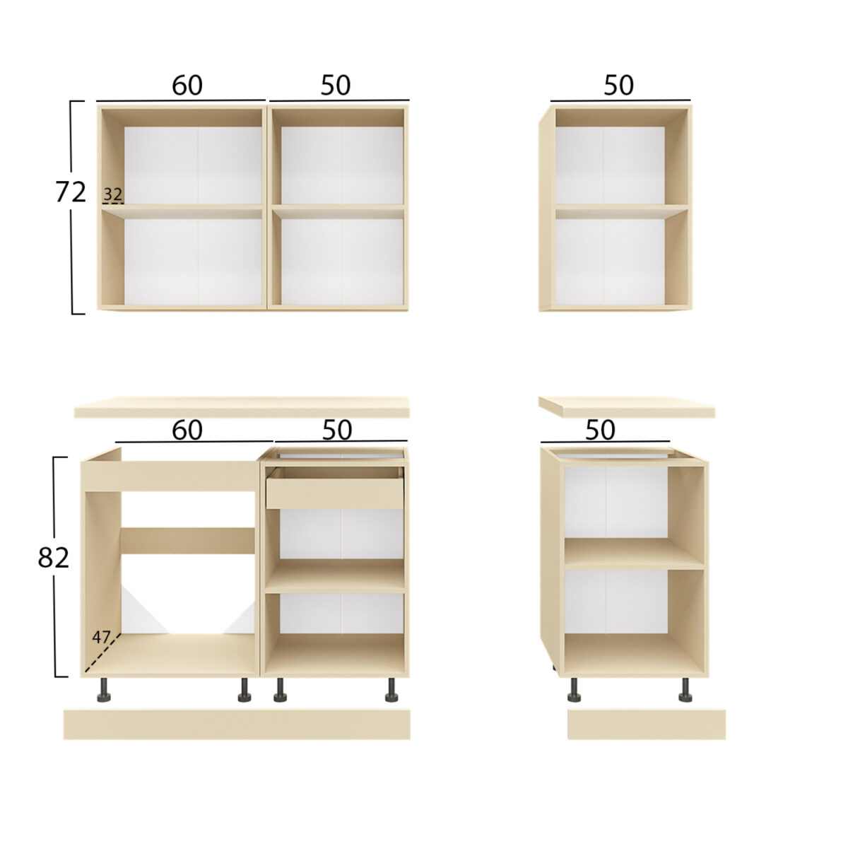 ΣΥΝΘΕΣΗ ΚΟΥΖΙΝΑΣ ΜΕΛΑΜΙΝΗ ΓΚΡΙ ΑΝΘΡΑΚΙ ΛΕΥΚΟ HPL 160x47x84,8Υεκ.LH10.2468.01 - Image 2