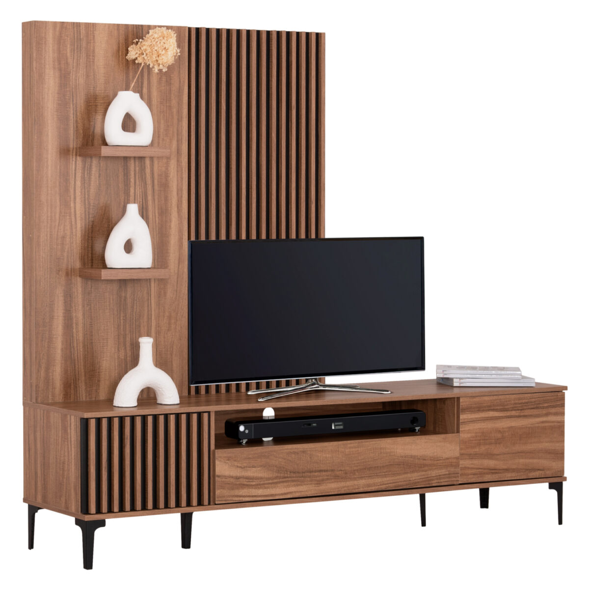synthesi-tileorasis-fb91801001-melamini- ΣΥΝΘΕΣΗ ΤΗΛΕΟΡΑΣΗΣ ΣΕΙΡΑ HARRY LH10.18010.01 ΜΕΛΑΜΙΝΗ ΦΥΣΙΚΟ-ΜΑΥΡΟ 205,5x40x167,5Υεκ - Image 1