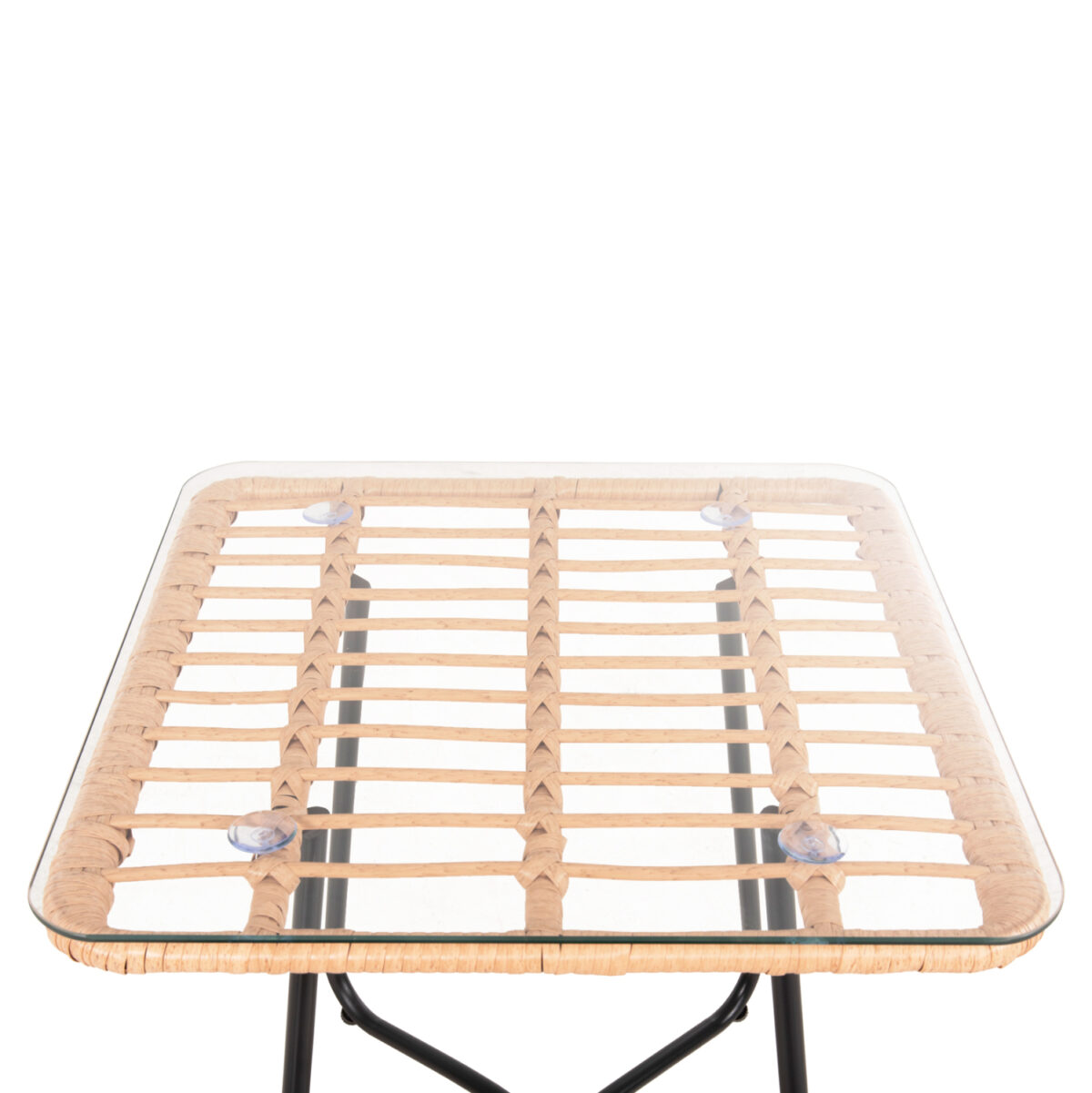 ΤΡΑΠΕΖΑΚΙ GERRY LH10.5717.11 ΜΕ WICKER ΜΠΕΖ-ΜΑΥΡΟ ΜΕΤΑΛ.ΣΚΕΛΕΤΟ 50x50x47,5Υεκ. - Image 4