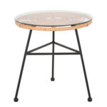 ΤΡΑΠΕΖΑΚΙ ΣΤΡΟΓΓΥΛΟ ΜΑΥΡΟ ΜΕΤΑΛΛΙΚΟ ALLEGRA LH10.5459.11 ΜΠΕΖ WICKER-ΓΥΑΛΙ Φ45x46Υεκ