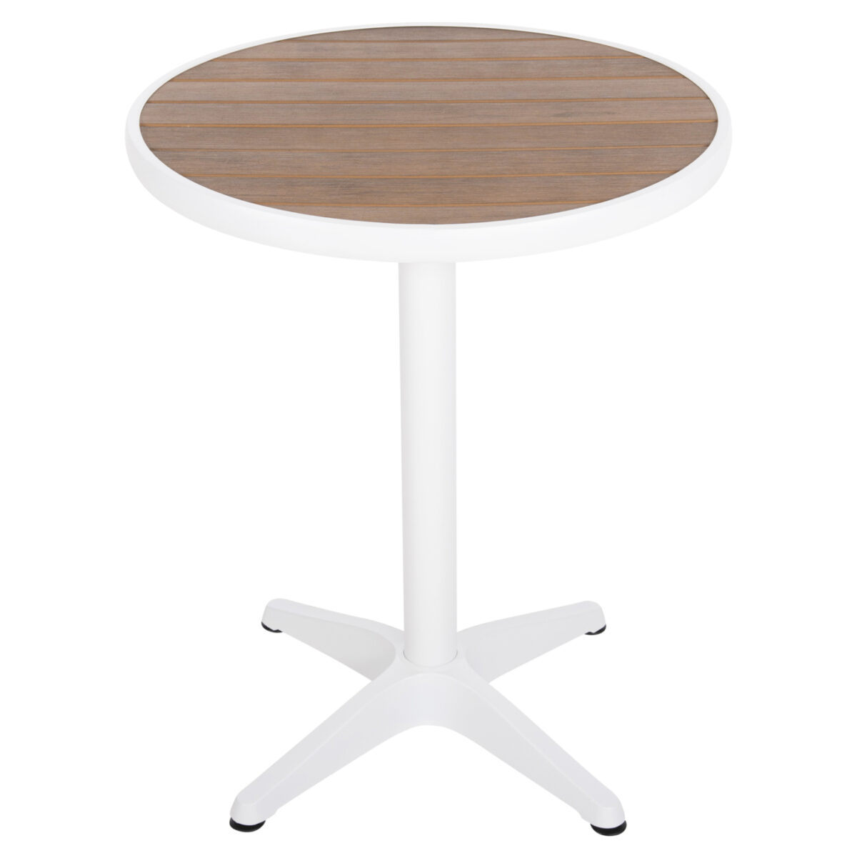 ΤΡΑΠΕΖΙ ΑΛΟΥΜΙΝΙΟΥ ΣΤΡΟΓΓΥΛΟ ALEXA LH10.6086.02 ΛΕΥΚΟ-POLYWOOD TOP ΦΥΣΙΚΟ Φ60x73Υεκ. - Image 3