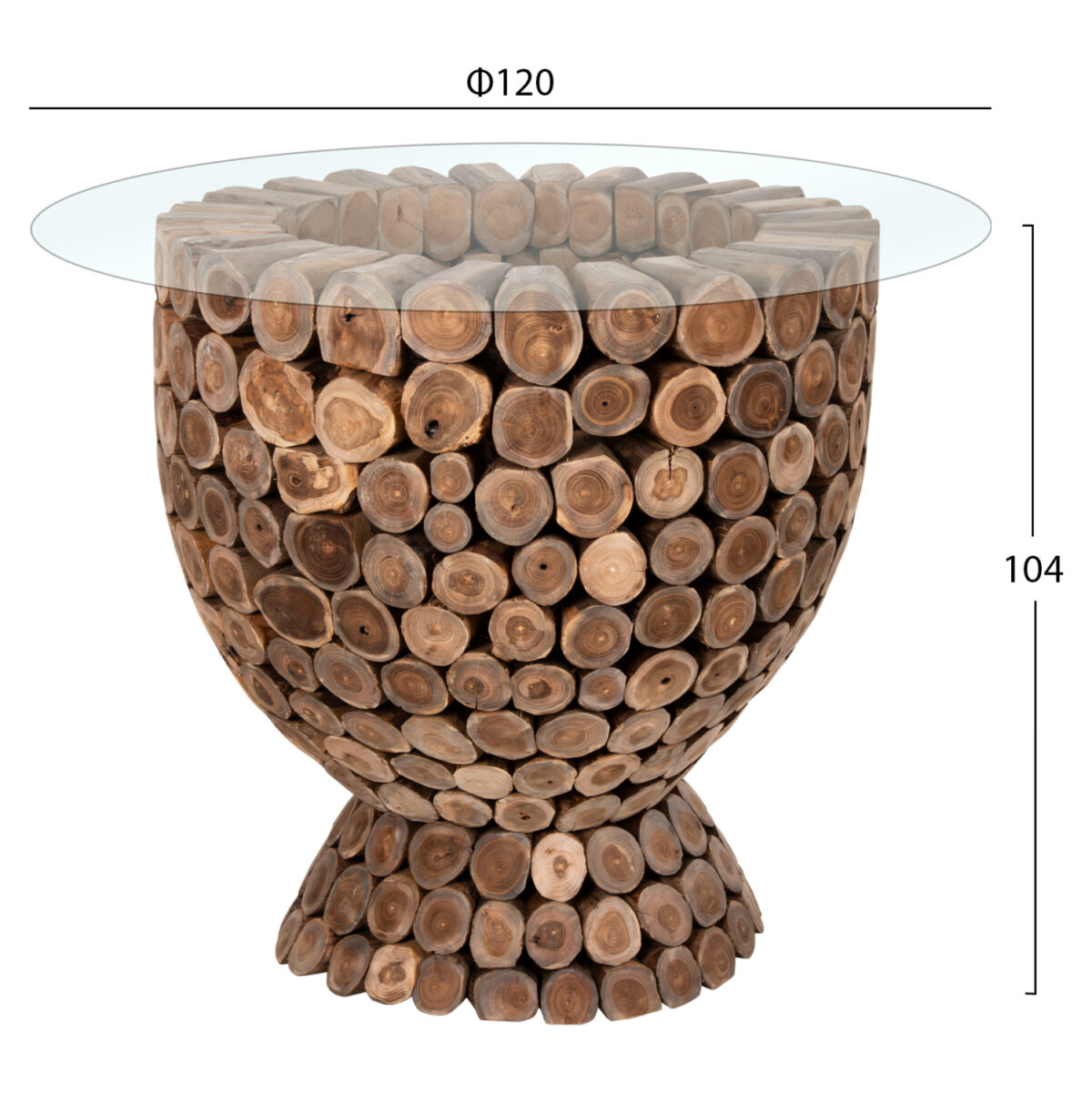 ΤΡΑΠΕΖΙ BAR ΣΤΡΟΓΓΥΛΟ LEEROY LH10.9806 KOMMATIA ΞΥΛΟΥ TEAK Φ900x103Υεκ. - Image 2