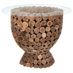 ΤΡΑΠΕΖΙ BAR ΣΤΡΟΓΓΥΛΟ LEEROY LH10.9806 KOMMATIA ΞΥΛΟΥ TEAK Φ900x103Υεκ.