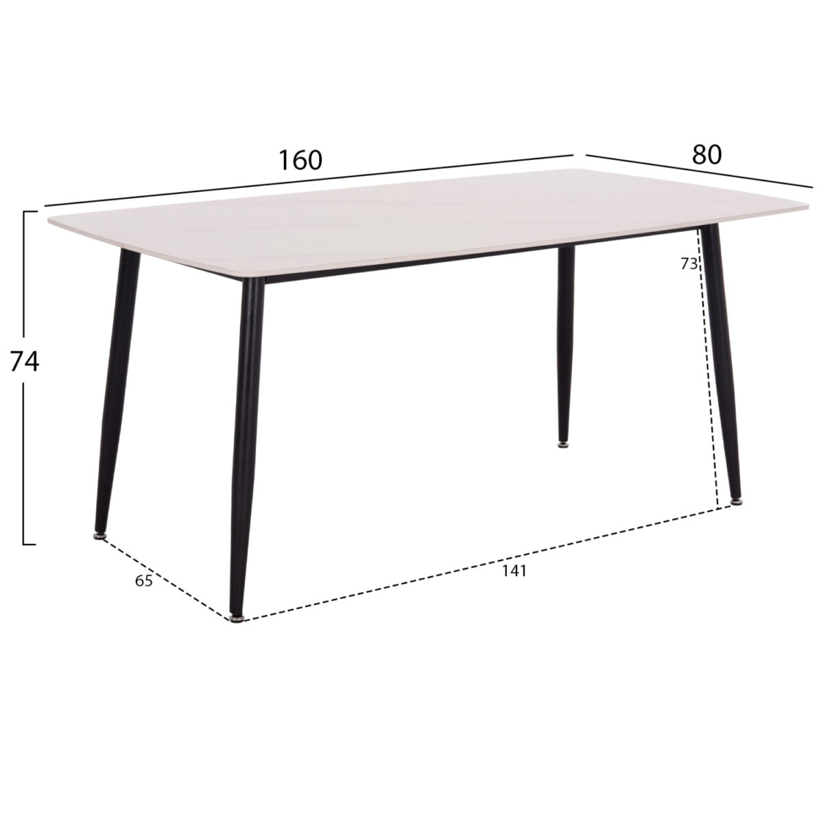 ΤΡΑΠΕΖΙ RAVEN LH10.18150.01 ΚΕΡΑΜΙΚΟ TOP ΜΕ ΟΨΗ ΛΕΥΚΟ ΜΑΡΜΑΡΟ 160x80x74Υεκ. - Image 2