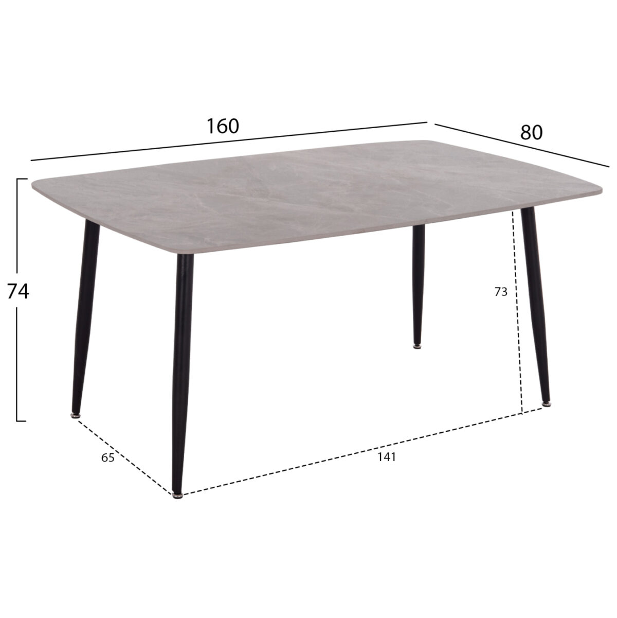 ΤΡΑΠΕΖΙ RAVEN LH10.18150.13 ΚΕΡΑΜΙΚΟ TOP ΜΕ ΟΨΗ ΓΚΡΙ ΜΑΡΜΑΡΟ 160x80x74Υεκ. - Image 2