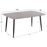 ΤΡΑΠΕΖΙ RAVEN LH10.18150.13 ΚΕΡΑΜΙΚΟ TOP ΜΕ ΟΨΗ ΓΚΡΙ ΜΑΡΜΑΡΟ 160x80x74Υεκ. - Image 2