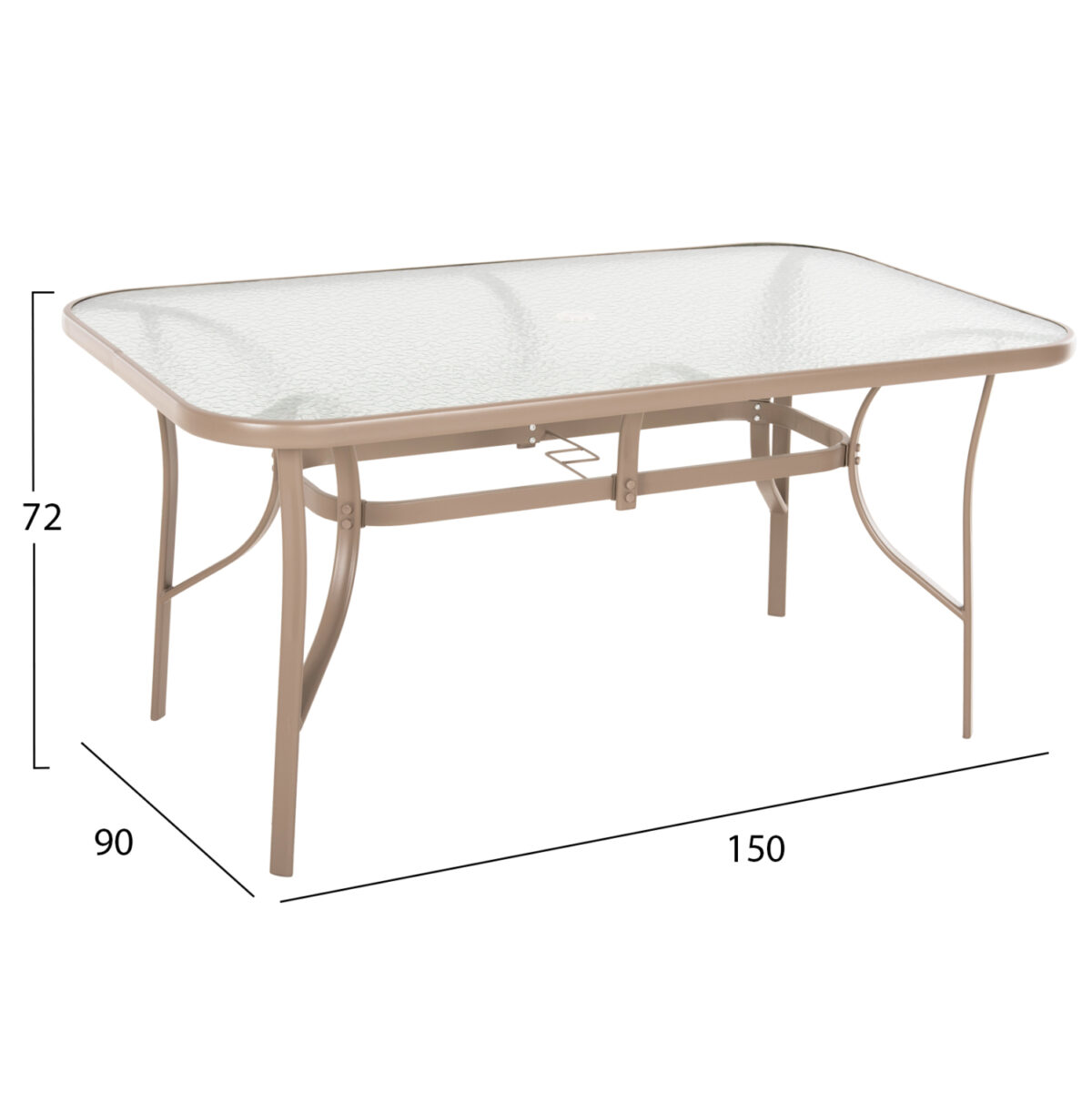 ΤΡΑΠΕΖΙ BRUNO 150X90Χ72Υεκ. ΜΕΤΑΛΛΙΚΟ ΣΑΜΠΑΝΙ ΜΕ ΤΡΥΠΑ ΟΜΠΡΕΛΑΣ Φ38mm LH10.5145.14 - Image 2