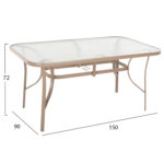ΤΡΑΠΕΖΙ BRUNO 150X90Χ72Υεκ. ΜΕΤΑΛΛΙΚΟ ΣΑΜΠΑΝΙ ΜΕ ΤΡΥΠΑ ΟΜΠΡΕΛΑΣ Φ38mm LH10.5145.14 - Image 2
