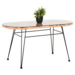 ΤΡΑΠΕΖΙ ΟΒΑΛ ΧΑΜΗΛΟ ALLEGRA LH10.5695.11 ΜΠΕΖ WICKER-ΜΑΥΡΟ ΜΕΤΑΛΛΟ 100x45x51,5Υεκ.