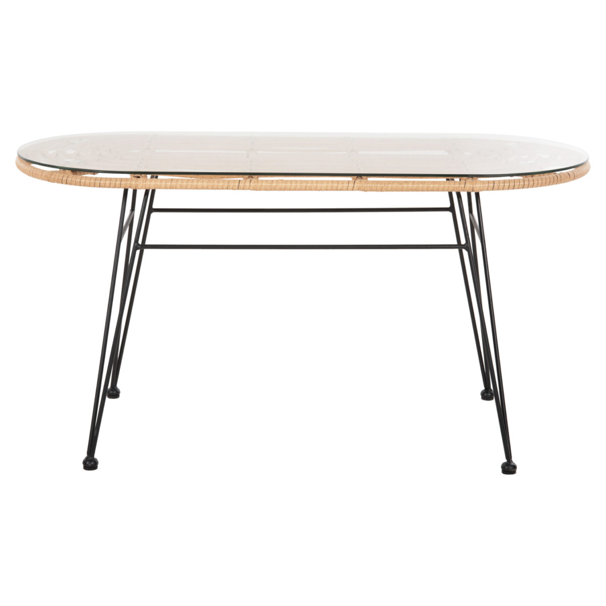 ΤΡΑΠΕΖΙ ΟΒΑΛ ΧΑΜΗΛΟ ALLEGRA LH10.5695.11 ΜΠΕΖ WICKER-ΜΑΥΡΟ ΜΕΤΑΛΛΟ 100x45x51,5Υεκ. - Image 3