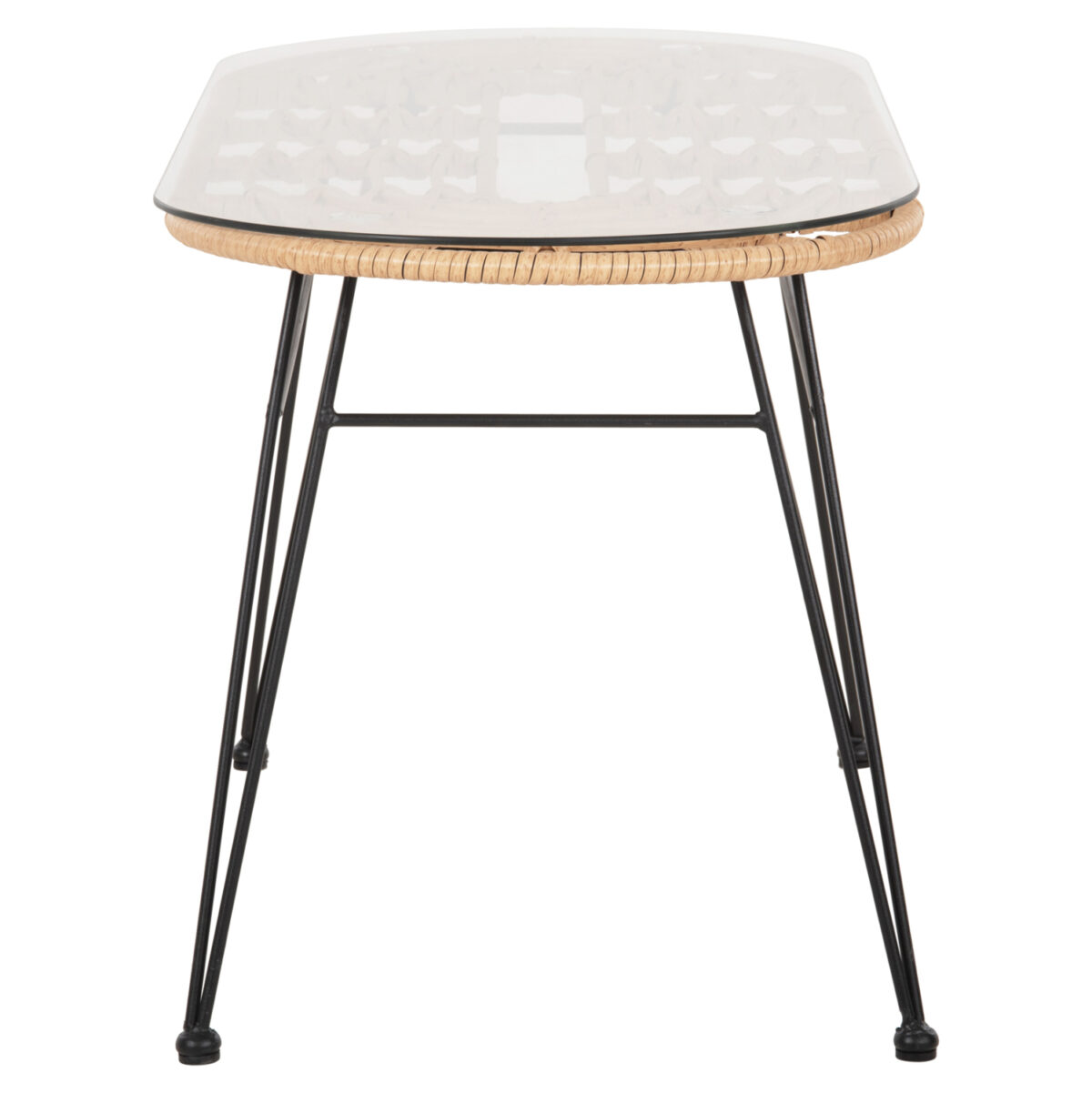 ΤΡΑΠΕΖΙ ΟΒΑΛ ΧΑΜΗΛΟ ALLEGRA LH10.5695.11 ΜΠΕΖ WICKER-ΜΑΥΡΟ ΜΕΤΑΛΛΟ 100x45x51,5Υεκ. - Image 4