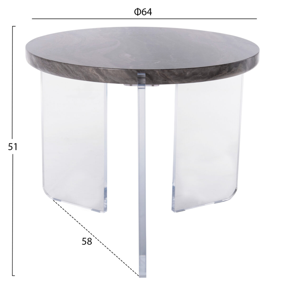 ΤΡΑΠΕΖΙ ΣΑΛΟΝΙΟΥ ACRYCON LH10.9780.01 MDF ME ΥΔΑΤΟΑΠΩΘΗΤΙΚΗ ΕΠΙΣΤΡΩΣΗ-ΑΚΡΥΛΙΚΑ ΠΟΔΙΑ Φ64x51Yεκ. - Image 2