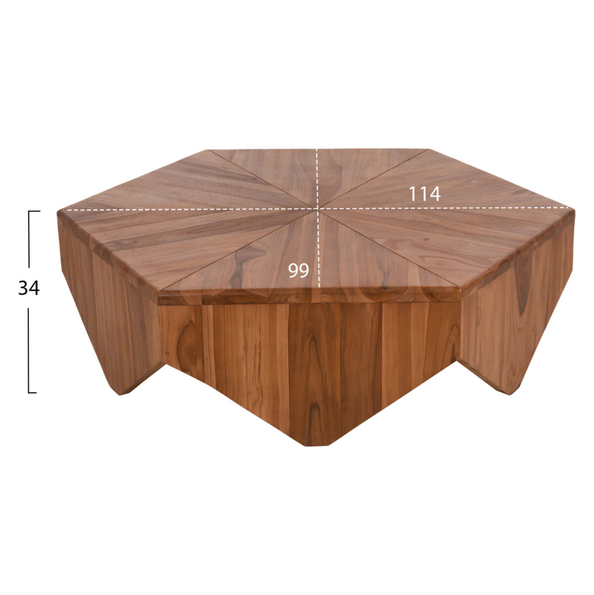 trapezi-salonioy-hexagon-fb99790-xylo-te ΤΡΑΠΕΖΙ ΣΑΛΟΝΙΟΥ HEXAGON LH10.9790 ΞΥΛΟ ΤΕΑΚ ΣΕ ΦΥΣΙΚΟ 114x99x34Yεκ. - Image 1