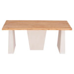 ΤΡΑΠΕΖΙ ΣΕΙΡΑ SANTORINI LH10.18042 ΤΟΠ ΞΥΛΟ ΕΛΑΤΟΥ-ΠΟΔΙΑ MDF ΥΠΟΛΕΥΚΑ 179x90x75Υεκ. - Image 4