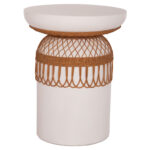 ΒΟΗΘΗΤΙΚΟ ΤΡΑΠΕΖΙ PRILEP LH10.18159.02 FIBER CEMENT ΛΕΥΚΟ & RATTAN--Φ60x76,5Υεκ