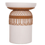 ΒΟΗΘΗΤΙΚΟ ΤΡΑΠΕΖΙ PRILEP LH10.18159.02 FIBER CEMENT ΛΕΥΚΟ & RATTAN--Φ60x76,5Υεκ - Image 3