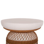 ΒΟΗΘΗΤΙΚΟ ΤΡΑΠΕΖΙ PRILEP LH10.18159.02 FIBER CEMENT ΛΕΥΚΟ & RATTAN--Φ60x76,5Υεκ - Image 4