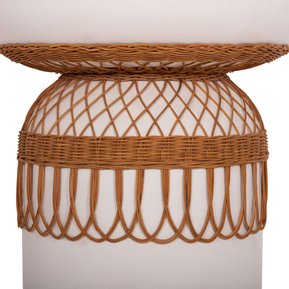 ΒΟΗΘΗΤΙΚΟ ΤΡΑΠΕΖΙ PRILEP LH10.18159.02 FIBER CEMENT ΛΕΥΚΟ & RATTAN--Φ60x76,5Υεκ - Image 5