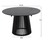 ΤΡΑΠΕΖΙ ΤΡΑΠΕΖΑΡΙΑΣ FRANTZ LH10.9388.12 ΜΑΣΙΦ MINDI ΞΥΛΟ ΣΕ ΜΑΥΡΟ Φ120X76,5Υεκ. - Image 2