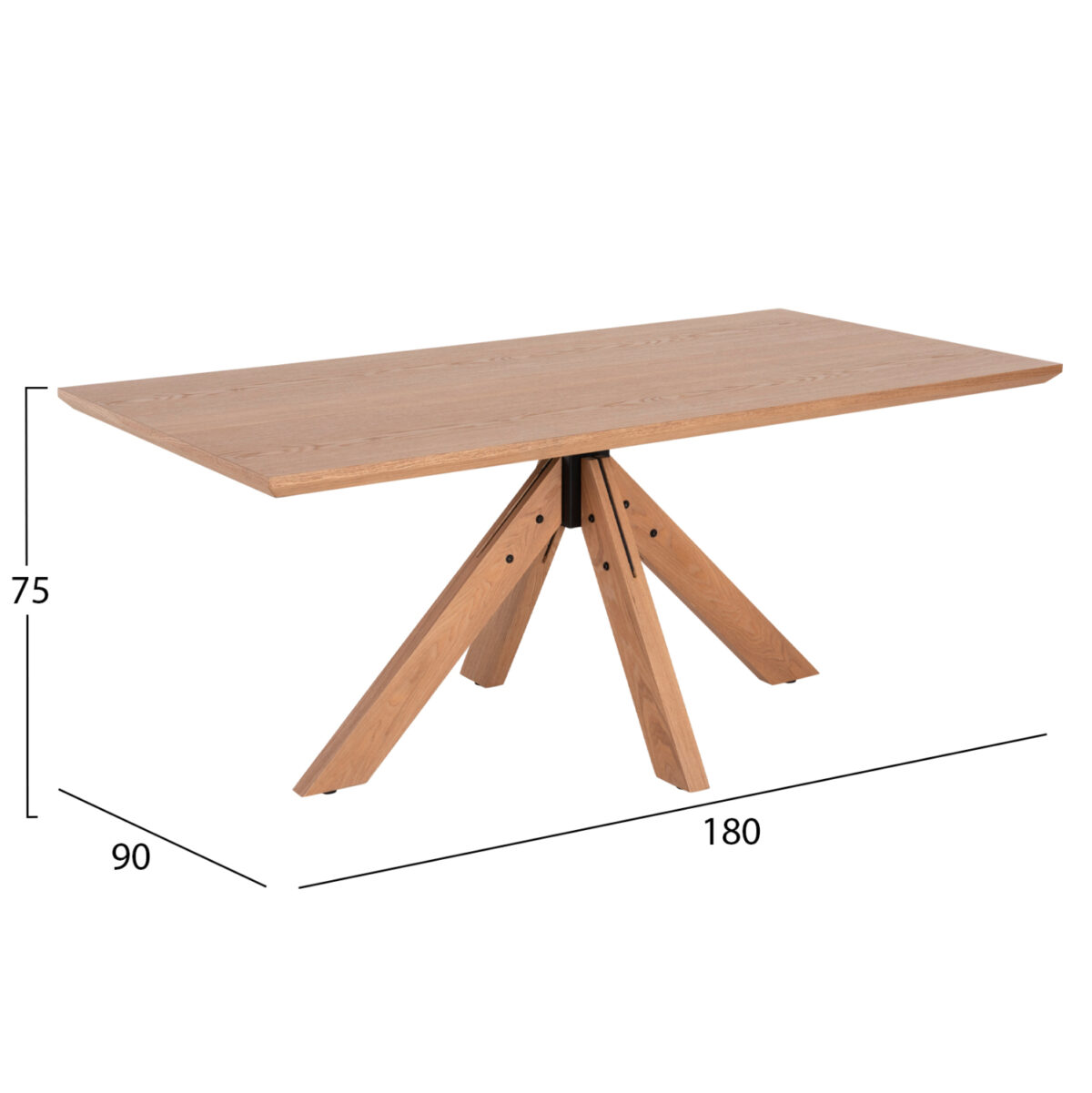 ΤΡΑΠΕΖΙ PAOLO LH10.9853 MDF ΜΕ ΚΑΠΛΑΜΑ ΦΡΑΞΙΝΟΥ-ΠΟΔΙΑ RUBBERWOOD-ΦΥΣΙΚΟ 180x90x75Yεκ - Image 2
