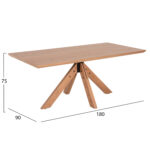 ΤΡΑΠΕΖΙ PAOLO LH10.9853 MDF ΜΕ ΚΑΠΛΑΜΑ ΦΡΑΞΙΝΟΥ-ΠΟΔΙΑ RUBBERWOOD-ΦΥΣΙΚΟ 180x90x75Yεκ - Image 2