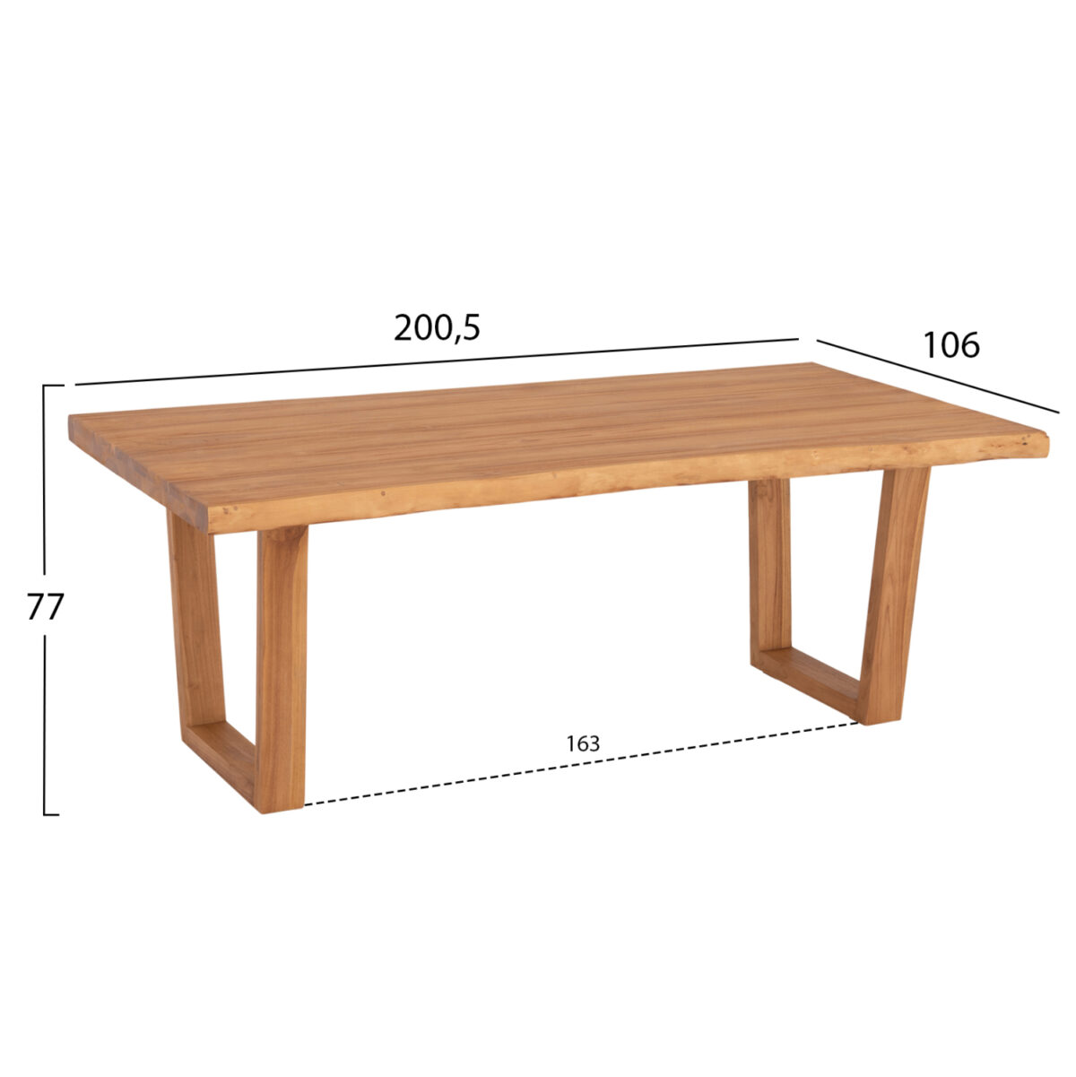 ΤΡΑΠΕΖΙ ΤΡΑΠΕΖΑΡΙΑΣ LEOPOLD LH10.9933.01 ΜΑΣΙΦ ΞΥΛΟ ΤΕΑΚ-ΧΡΩΜΑ ΦΥΣΙΚΟ 200.5x107x76Yεκ - Image 2