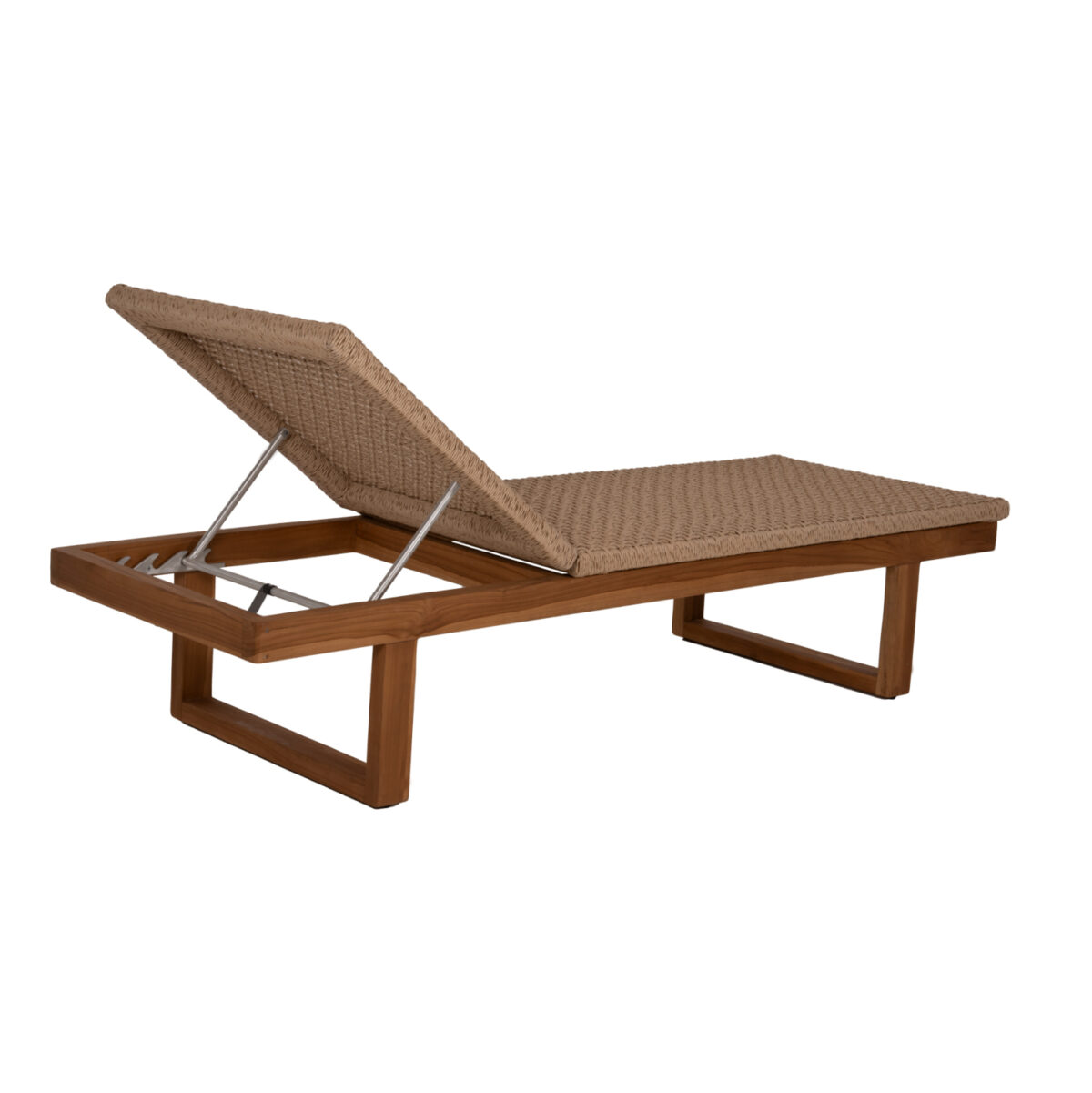 ΞΑΠΛΩΣΤΡΑ PATRON LH10.5993 TEAK ΞΥΛΟ ΚΑΙ ΣΧΟΙΝΙ VIRO ΣΕ ΠΛΕΞΗ WICKER 191x65x86Yεκ. - Image 4