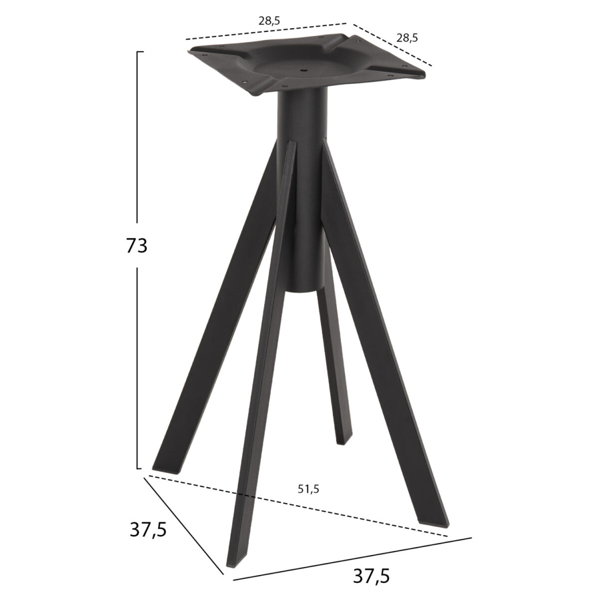 ΒΑΣΗ ΤΡΑΠΕΖΙΟΥ ΜΑΥΡΗ ΜΕΤΑΛΛΙΚΗ LH10.5918 37,5x37,5x73Y εκ. - Image 2