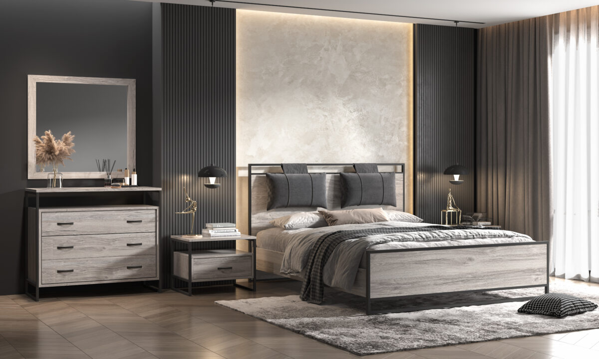 ΣΕΤ ΚΡΕΒΑΤΟΚΑΜΑΡΑΣ ΜΕ ΜΕΤΑΛΛΙΚΑ ΣΤΟΙΧΕΙΑ ΚΑΙ ΜΑΞΙΛΑΡΙΑ ΣΤΟ ΚΕΦΑΛΑΡΙ ΑΠΟ ΥΦΑΣΜΑ ΑΔΙΑΒΡΟΧΟ ΚΑΙ ΑΛΕΚΙΑΣΤΟ 150/160×200εκ. "No1104" - Image 1