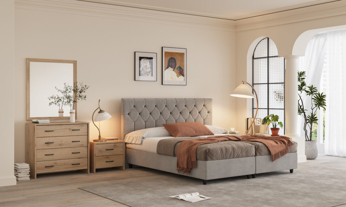 bed_1110 ΣΕΤ ΚΡΕΒΑΤΟΚΑΜΑΡΑΣ ΑΠΟ ΥΦΑΣΜΑ ΑΔΙΑΒΡΟΧΟ ΚΑΙ ΑΛΕΚΙΑΣΤΟ 80/160×200εκ. "Νο1110" - Image 1