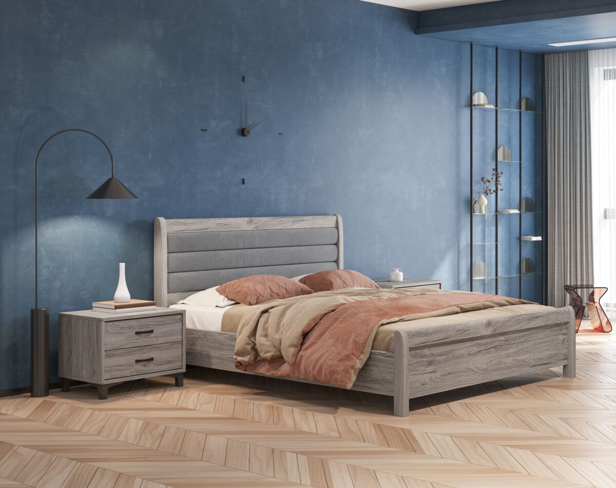 ΚΡΕΒΑΤΙ ΞΥΛΙΝΟ ΜΕ ΥΦΑΣΜΑ ΣΤΟ ΚΕΦΑΛΑΡΙ “Νο1093” - Image 1