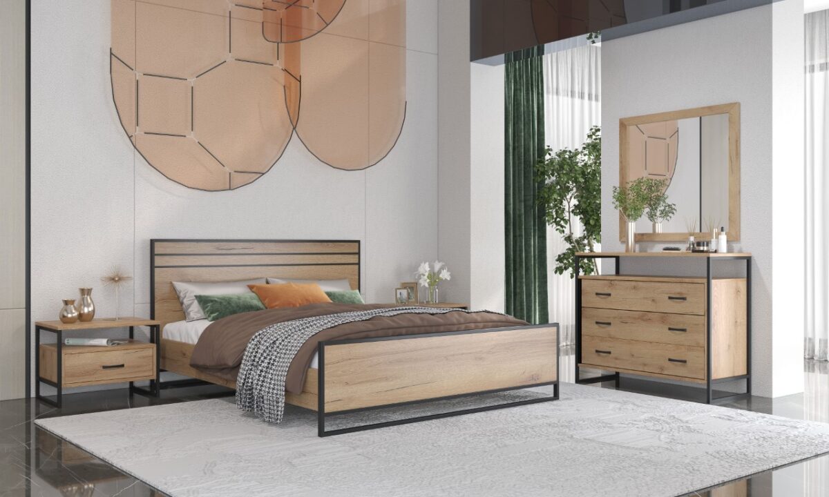 ΣΕΤ ΚΡΕΒΑΤΟΚΑΜΑΡΑΣ ΜΕ ΜΕΤΑΛΛΙΚΑ ΣΤΟΙΧΕΙΑ 90/110/140/150/160×200εκ. "No1098" - Image 1