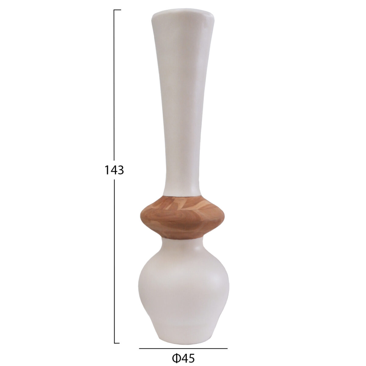 ΔΙΑΚΟΣΜΗΤΙΚΟ ΒΑΖΟ ΔΑΠΕΔΟΥ NEBULA LH10.4660.02M FIBER CEMENT ΛΕΥΚΟ--ΞΥΛΟ ΤΕΑΚ Φ45x148Υεκ - Image 2