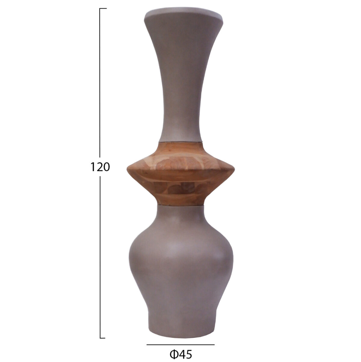 ΔΙΑΚΟΣΜΗΤΙΚΟ ΒΑΖΟ ΔΑΠΕΔΟΥ NEBULA LH10.4660.05S FIBER CEMENT TAUPE--ΞΥΛΟ ΤΕΑΚ Φ45x115Υεκ - Image 2