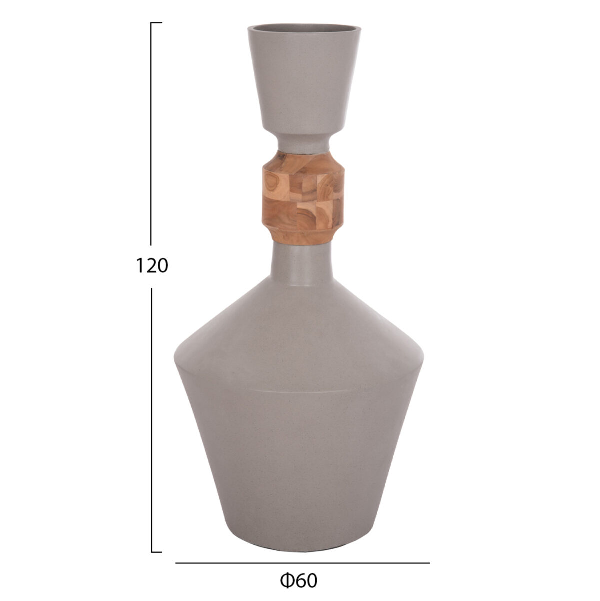 ΔΙΑΚΟΣΜΗΤΙΚΟ ΒΑΖΟ ΔΑΠΕΔΟΥ NEBULA LH10.4661.03 FIBER CEMENT ΓΚΡΙ--ΞΥΛΟ ΤΕΑΚ Φ60x115Υεκ. - Image 2